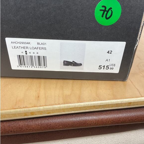The Kooples Leather Snake Skin Pattern Silver Buckle Black Loafers‎ NIB FR 42 main image 4